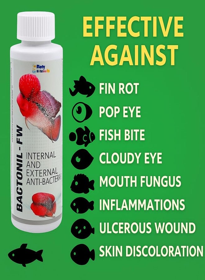 VAYINATO Aquatic Remedies Bactonil-FW 120ml | Freshwater Anti-Bacterial Solution for Aquarium Fish | Treats Fin Rot, Pop Eye, Mouth Fungus & Skin Issues | for Flowerhorn, Arowana, Discus & Other Fish - Image 4